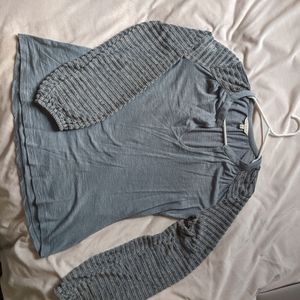 lucky brand blue balloon sleeve shirt